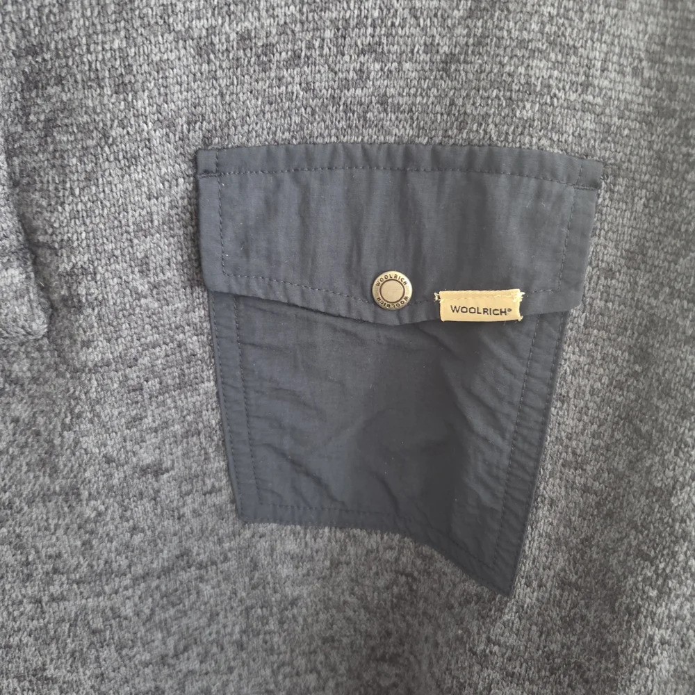 Woolrich Men's Heather Blue Quarter  Snap Up Sweater Size Xl Pocket Pullover